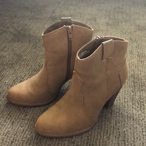 Heeled ankle booties, size 6.